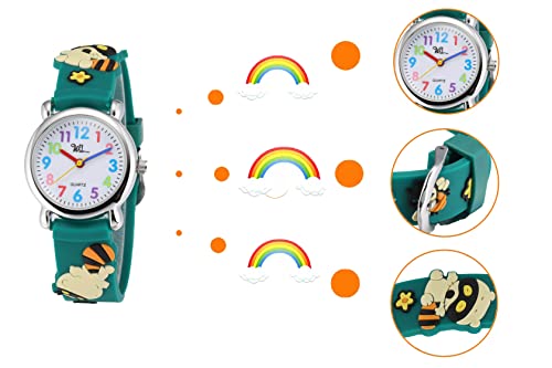 Image of Jewtme Kids Time Teacher Watches 3D Cute Cartoon Silicone Children Toddler Butterfly Wrist Watches for Ages 3-10 Boys Girls Little Child