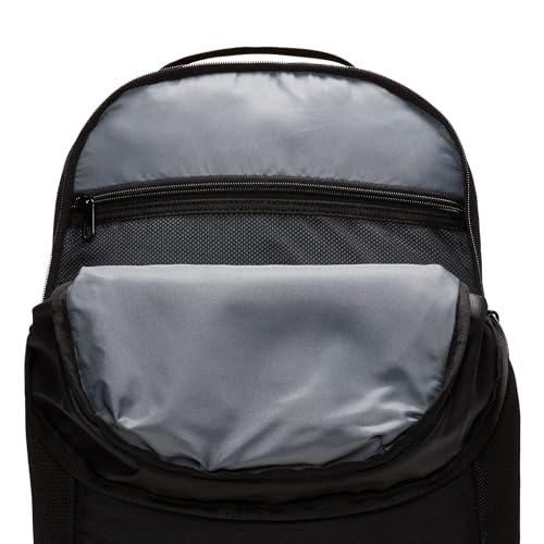 Nike Brasilia Medium Training Backpack for Women and Men with Secure Storage & Water Resistant Coating, Black/Black/White