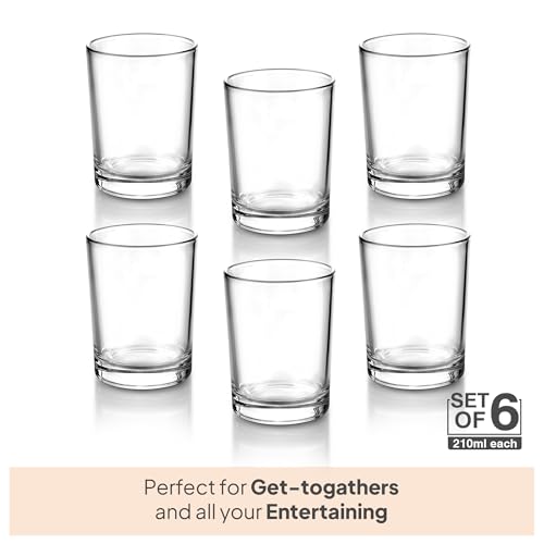 Image of CELLO Liberty Glass Set of 6 Pcs 210ml, Transparent | Freezer & Fridge Safe, Leadfree Dishwasher Safe Toughened Crystal Clear Glasses Set For Drinking Water Juice Milk Cocktail Mocktail Coldrinks Soda