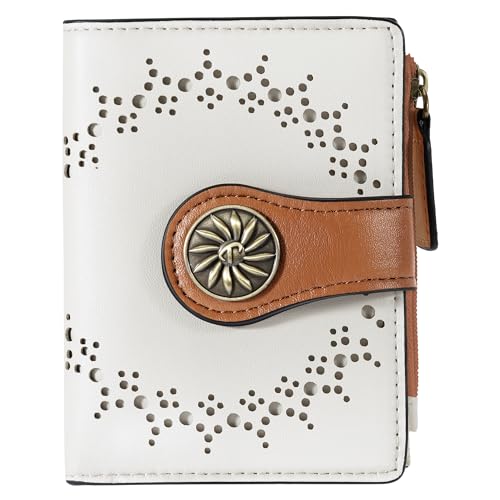 Tipmile Small Wallet for Women Bifold RFID Blocking Card Holder Leather Wallets with Zipper Coin Pocket