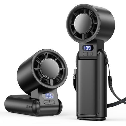 Image of Portable Handheld Turbo Fan, 1-199 Speed Adjustable, Dark Black