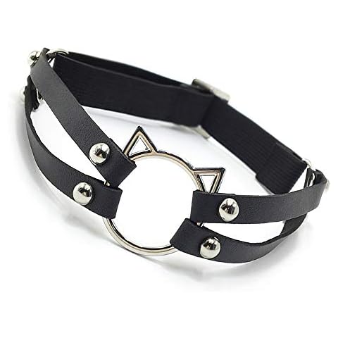 ETHOON Adjustable Leather Elastic Choker Collar Sexy Soft PU Cat Punk Leg Choker for Women Girls black Cover