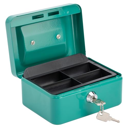Burg-Wächter lockable cash box with key and coin insert small sheet steel Money 5015 turquoise-green