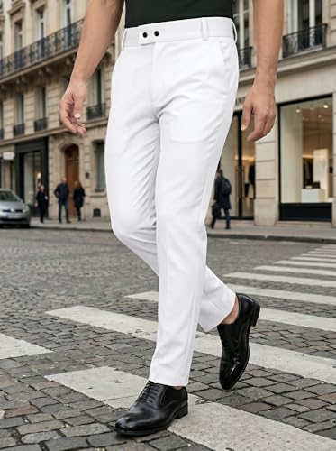 Image of erke Men's Slim Fit Formal Trouser with 4-Way Stretch | Lycra Blend Wrinkle Resistant Office Chinos for Men | Mid Rise Tapered Trousers for Men