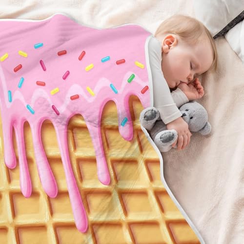 Pink Dots Ice Cream Baby Swaddle Blanket for Boys and Girls, Muslin Baby Receiving Swaddle Blanket, Soft Cotton Nursery Swaddling Blankets for Newborn Toddler Infant4