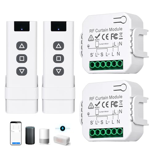 Lot de 2 commandes de volet roulant sans fil - Interrupteur sans fil - Interrupteur de volet roulant - Montage en saillie - Avec 1 télécommande - Jusqu'à...