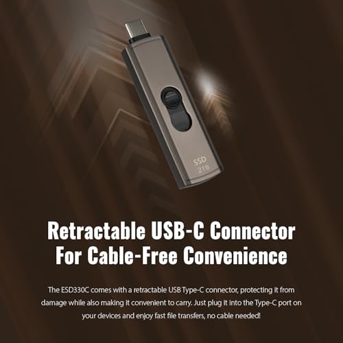 Transcend 2To ESD330C SSD Portable, 1050 Mo/s, boîtier métallique, USB-C