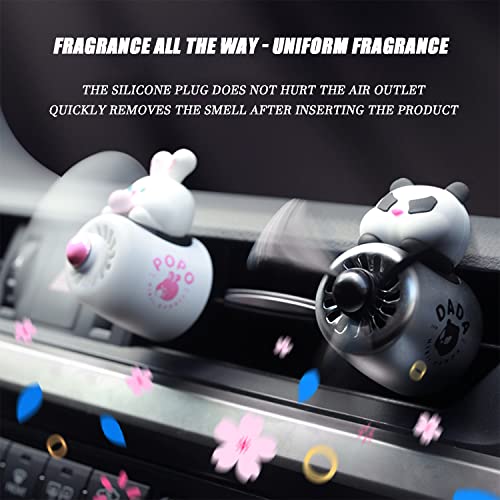 Image of Car fragrance diffuser pilot car air outlet fragrance diffuser cartoon rotating fan leaf car perfume cute cartoon shape car perfume air freshener with 2 fragrances (rabbit 1)
