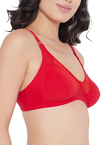 Image of Clovia Women's Cotton Non-Padded Non-Wired Full Cup Bra in Red
