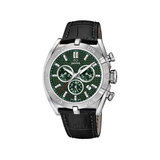 JAGUAR Reloj Modelo J857/7 de la colección Executive, Caja de 45,8 mm Verde con Correa de Piel Negro para Caballero