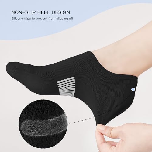 BUDERMMY Sneaker Socken Damen 35-38 39-42, Füßlinge Sneakersocken mit Rutschfest Silikon Laufsocken Kurze Unsichtbar (DE/NL/SE/PL, Numerisch, 39, 42, Regular, Regular, schwarz)
