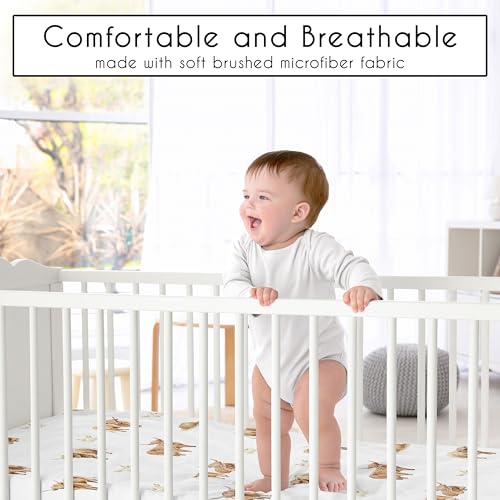 Image of Sweet Jojo Designs 4-Piece Baby Crib Bedding Set (Boho Highland Cow) for Girls /Boys, Infants /Nursery incl. Blanket, Fitted Sheet, Skirt, Diaper Stacker (Taupe Plaid & Farm Animal Watercolor Farmhouse)