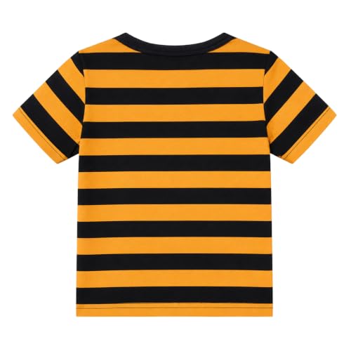 Image of LittleSpring Boys Girls T Shirt Rainbow Striped Cotton Crewneck Tees for Kids Fashion