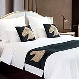 COMFEELING Horse Bed Runner Scarf for Bedroom Velvet Solid Color Decorative Protector with Tassal fo