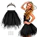 Produktbild Damen Tüllrock Schwarz mit Strasskrone, Kurz Ballett Tütü Röcke Damen Tütü Minirock Black Swan Kostüm Petticoats Unterrock für Tanz Karneval Cosplay Party