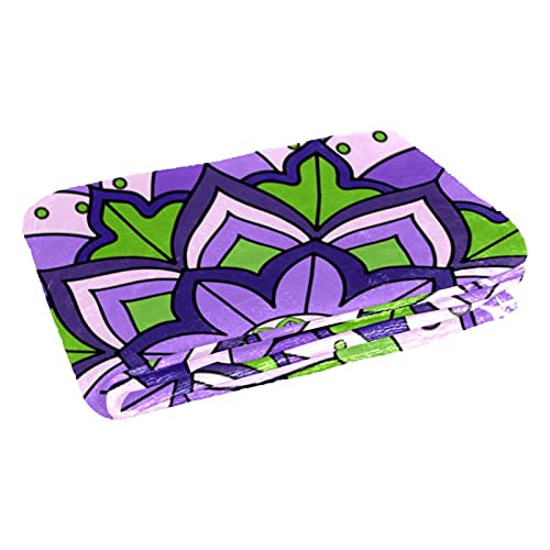 Couverture violette imprim&eacute; mandala, plaid douillet cadeau id&eacute;al - 3