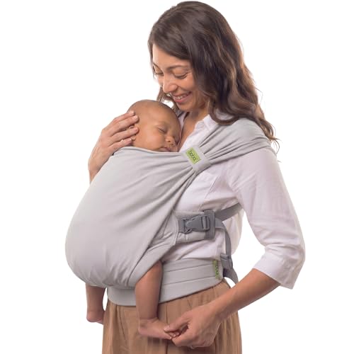Image of Boba Bliss Pre-Wrapped Baby Carrier with Buckle - Newborn to 7-35 lbs Light, Breathable & Easy to Adjust Hybrid Infant Sling & Toddler Carrier - Certified Hip-Healthy for 0-18 Months - Gray