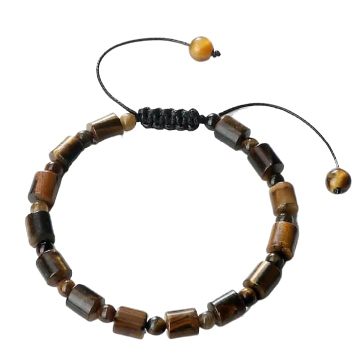 Bracelet en Oeil de Tigre et Perles d'Agate Vertes Premium