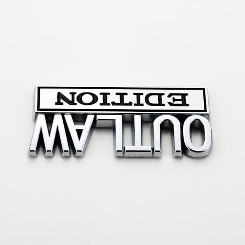 Image of 2Pc Outlaw Edition Emblem 3D Badge Stickers with Double Tape for Cars, Trucks, Motorcycles, Boats (Chrome Black)
