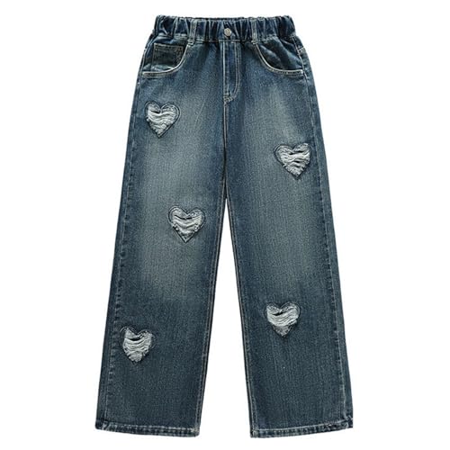 Girls Love Ripped Jeans Straight Leg Denim Pants High Waisted Baggy Boyfriend Jeans with Pockets3