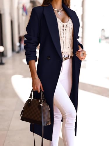 IDEALSANXUN Long Wool Coats for Women Fall Winter Trench Coat Peacoat Double Breasted Blazer Jackets Overcoat4