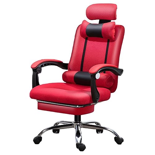 Chaise de bureau ergonomique rouge avec repose-pieds et soutien lombaire réglable