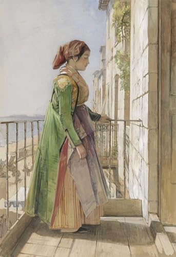 Graffiti Art Mural affiche John Frederick Lewis fille grecque balcon