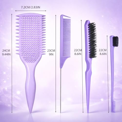 Image of Detangler Brush for Curly Hair, Lightweight Curly Hair Brush with Vented Design for Easy Glide, Effortlessly Detangles Without Pulling or Snagging, Suitable for All Wet and Dry Hair Types (Green)