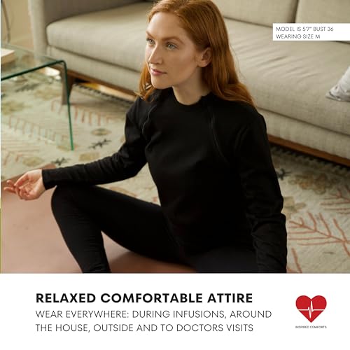 Inspired Comforts Men’s/Unisex Chemo Port Access Shirt with Dual Chest Zips | Full Sleeve | 100% Cotton4