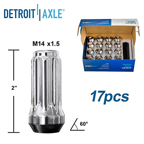 Image of Detroit Axle - Front End Kit for 2001-2004 Chevy Silverado GMC Sierra 2500 2001-2006 Silverado Sierra 2500 HD 3500, Upper Control Arms Ball Joints Tie Rods Sway Bars Idler Pitman Arm Wheel Lug Nuts