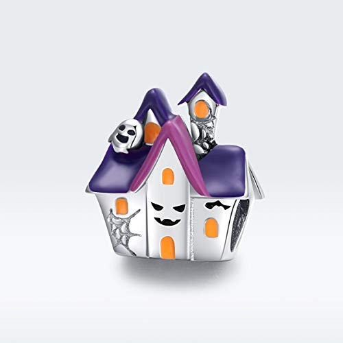 925 Sterling Silver Pumpkin, Witch, Ghost, Skull, Halloween, Anniversary Charm for Pandora Charm Bracelet (Haunted House)2