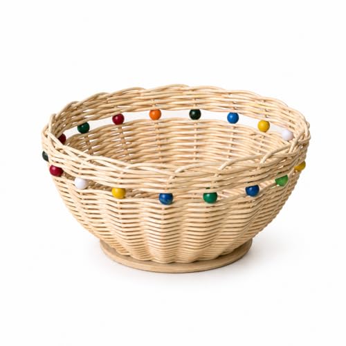 PEDDIG SHOP Beaded Basket Weaving Kit DIY Rattan Craft Set for Beginners & Adults Complete Basket Making Kit with Wooden Beading & Step-by-Step Guide