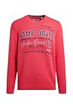 locker geschnitten Camp David Herren Pullover Rundhals mit Logo Prints Royal Red, XL