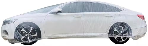 3 piezas de fundas desechables para automóvil, cubierta universal de plástico transparente para automóvil, lluvia, polvo, garaje con banda elástica,