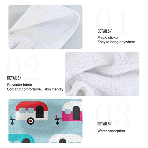 Bolaz Happy Camper Caravan Hanging Kitchen Towel Travel Car Truck Hand Towel 2 Pcs Absorbent Hanging Tie Towels For Bathroom Laundry Room Kitchen 12 X 17 Inches #TOP3