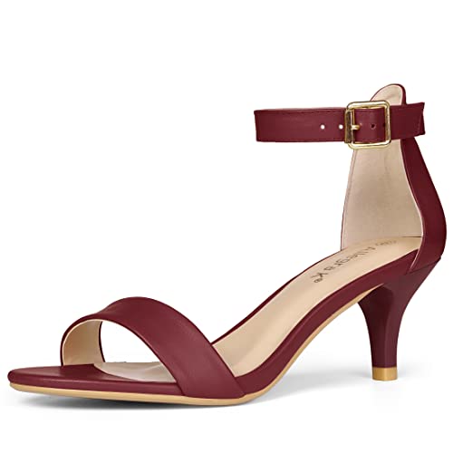 Sandales à talon chaton bordeaux femme 38.5 avec bride cheville Allegra K chaussures
