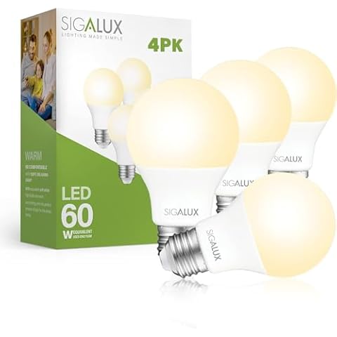 Sigalux LED 60W Equivalent A19 Standard Bulbs 4-Pack Cover