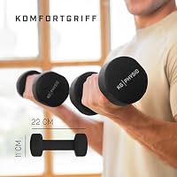 KG PHYSIO Neopren Hanteln Set - Inkl. Fitnessposter mit 32 Übungen, schweißabweisendes Kurzhanteln 2er Set aus Gusseisen, rutschfeste & griffige Fitness Gewichte für Frauen und Männer – Ansicht 3
