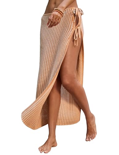 Tomosc Womens Crochet Cover Up Skirt Knit Side...