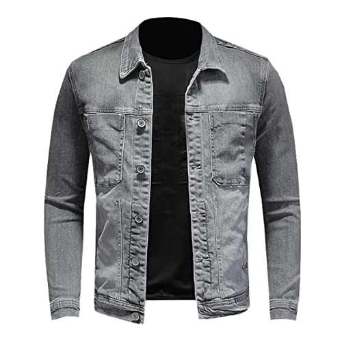 Veste en jean homme coupe ajustée grande taille XXXXXL à carreaux gris