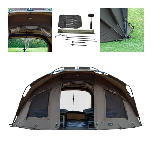 Foto von MK-Angelsport Fort Knox 1-2 Personen Zelt Karpfenzelt Angelzelt komplettes Set inkl. Gummihammer Dome Bivvy