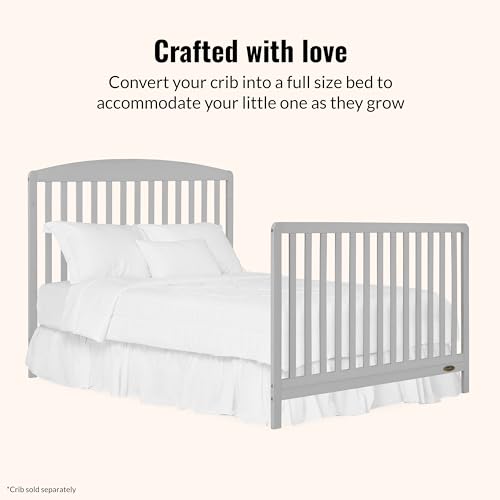 Image of Dream On Me Universal Crib to Full Size Bed Conversion Kit, Solid Wood Bed Rails for Select Convertible Cribs, Strong & Stable Support, Pebble Grey
