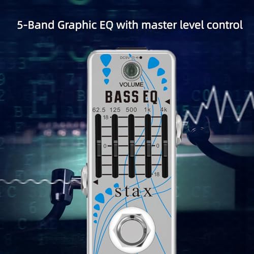 Image of Stax Bass EQ Pedal 5 Band Equalizer Pedals For Bass Guitar With 5 Band Graphic Mini Size True Bypass