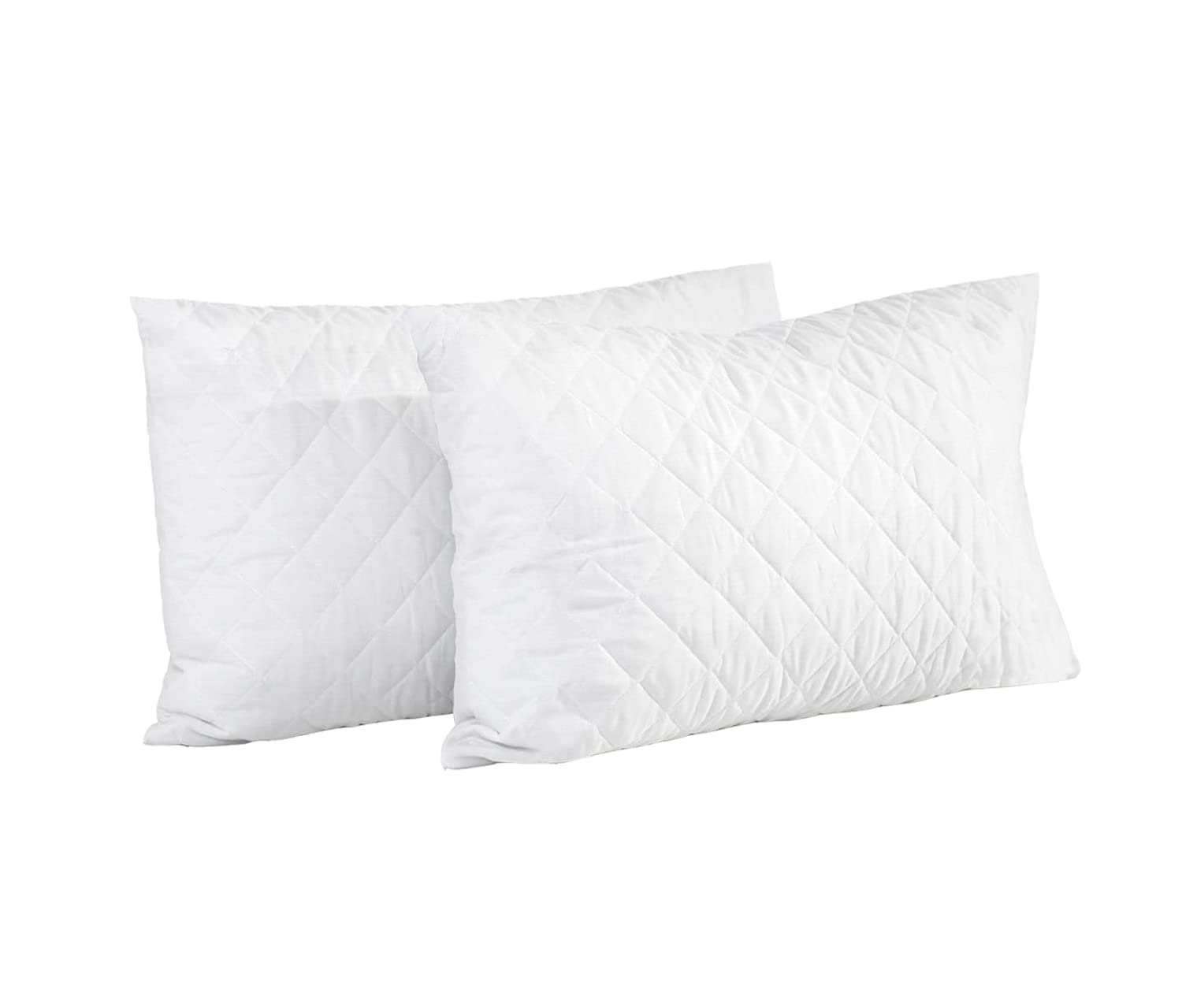 Textile Wise White Quilted Pillows 2 Pack Hotel Quality - Hollow Fibre Filled Quilted Pads, Standard Size, Anti Allergenic, Cushion For Side, Stomach And Back Sleeper, Down Alternative Bed Pillow