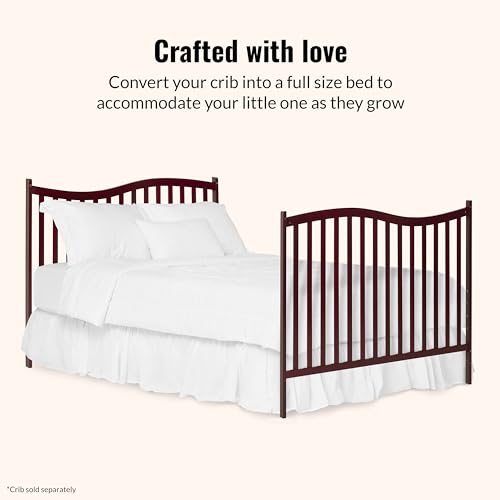 Image of Dream On Me Universal Crib to Full Size Bed Conversion Kit, Solid Wood Bed Rails for Select Convertible Cribs, Strong & Stable Support, Cherry