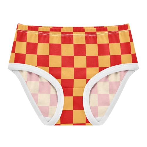 Red and Orange Buffalo Checkered Toddler Girls's Underwear 2T