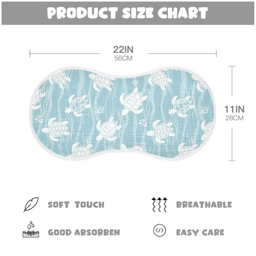 2 Pack Muslin Burp Cloths Turtle Sea Blue Cotton Baby Burp Cloths Ultra Absorbent Soft Thick Burping Cloth for Newborn Boys Girls, Large 22" x 11"2