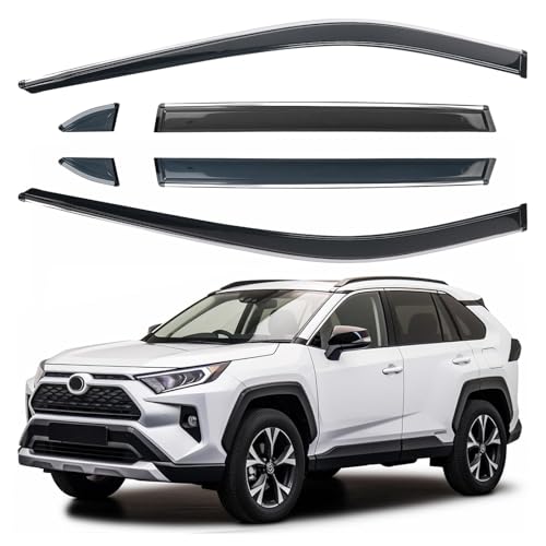 Mengjiesi Rain Guards Window Visors for Toyota Rav4 2019-2025 6Pcs Chrome