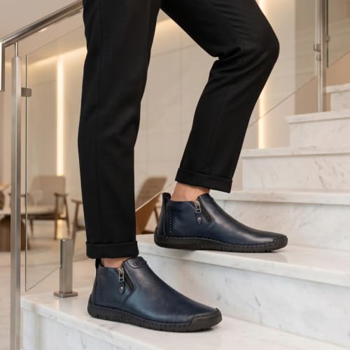 Image of Kraasa Men's Stylish Trendy Sneakers | High Tops Synthetic Side Zipper Casual Shoes | Ultra Soft Cushioned Insole | Airmix Sole Footwear