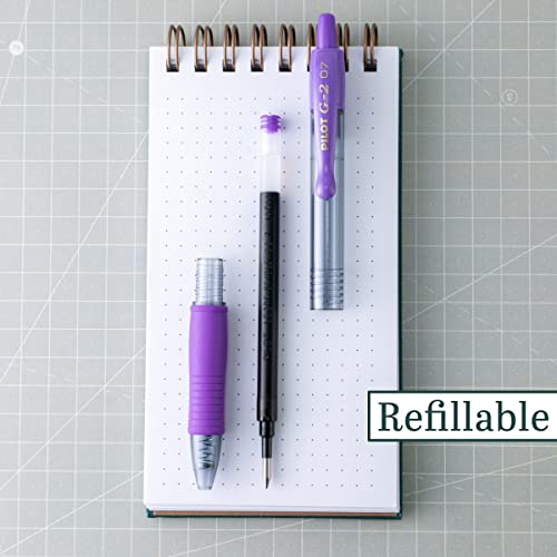 Image of PILOT G2 Premium Refillable & Retractable Rolling Ball Gel Pens, Fine Point, Purple Ink, 12 Count (31029)